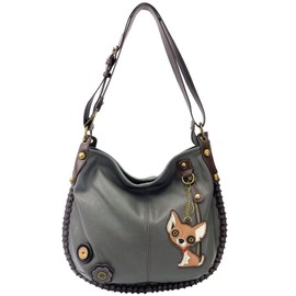 CHALA Handbag Charming Cross-body or Shoulder Convertible Large Hobo Bag - Grey (Chihuahua)