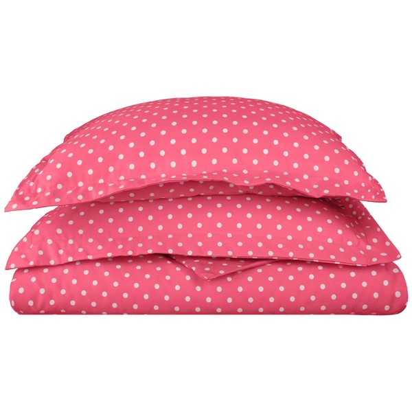 SUPERIOR Impressions Cotton Blend 600 Thread Count, Soft, 3-Piece Full/Queen Duvet Cover Set, Polka Dot Pink