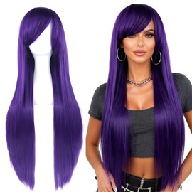 NCONCO Pelucas para Mujer, 80CM Moda Peluca Completa Peluca Recta Larga Cosplay Fiesta Disfraz Anime Periwig Pelo