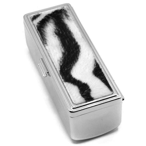 Zebra Print Boxed Travel Lipstick Case With Mirror