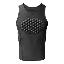 Topeter Baseball Padded Compression Tank Tops with Rib/Chest Protection Pads, Roller Hockey Chest Protector Catchers Gear M