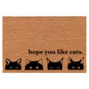 Welcome Doormat Coco Coir Door Mat Gift Peeking Cats Hope