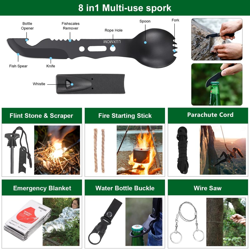 Emergency Survival Kit First Aid Kit, 121Pcs Tactical Gear Camping