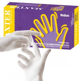 Maxter Powder Free Latex Gloves White 4g Pack of 100 - Large