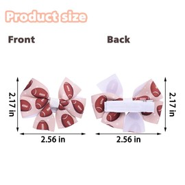 Football Hair Clip for Women Girls 2pcs Sport Themed Bow Clips for Teens Sports Hair Bows Clips for Women Football Bowknot Hairpin for Daughter Niece Sports Barrettes Bows for Girls
