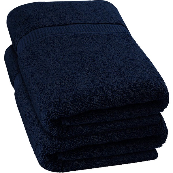 Utopia Towels - Luxurious Jumbo Bath Sheet (35 x 70 Inches, Navy Blue) - 600 GSM 100% Ring Spun Cotton Highly Absorbent and Quick Dry Extra Large Bath Towel - Super Soft Hotel Quality Towel (2-Pack)