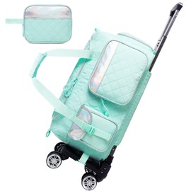 Rolling Duffle Bag with Wheels Women Travel Bag with Wheels Weekender Bags for Women with Makeup Bag Carry On Overnight Bag for Women with Toiletry Bag