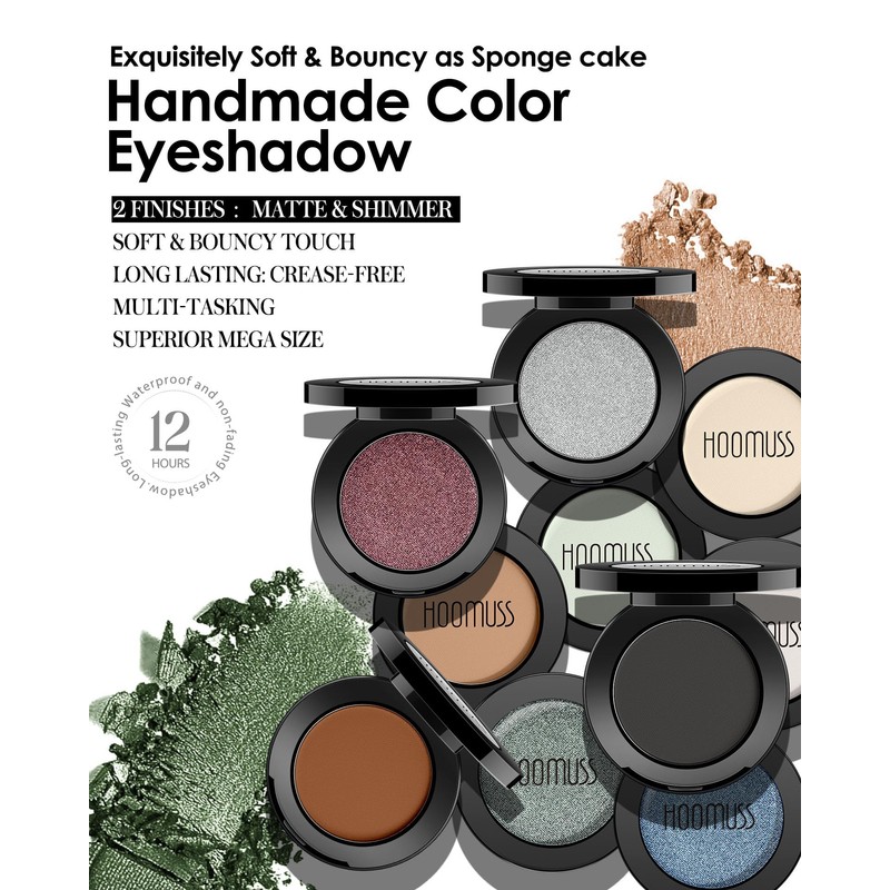 HOOMUSS Single Berry Eyeshadow Shimmer, Handmade Pressed Eyeshadow Palette Long