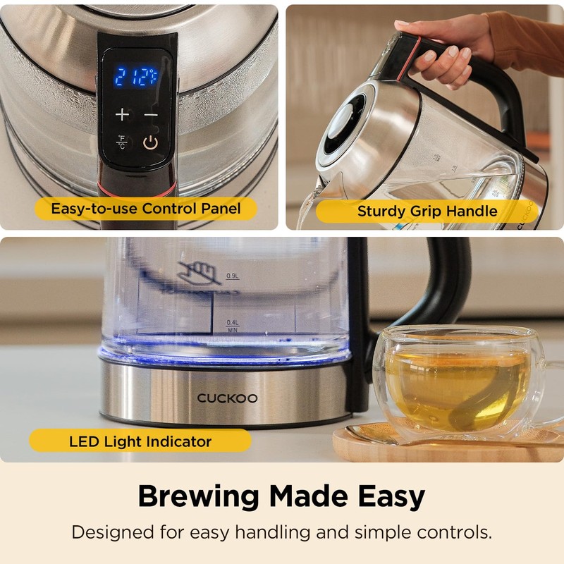 CUCKOO Electric Tea Kettle with Infuser, Glass Electric Kettle with