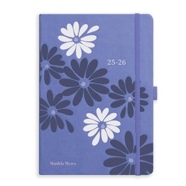 2025-2026 Academic Diary A5 Day to Page Daily Planner July 2025 to July 2026 Hardback Cover with Ribbon Page Marker and Elastic Closure Lilac