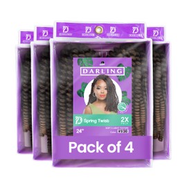 Darling Spring Twist 8X Crochet Hair Extensions (4 Packs, 2 per pack), Bomb Twist, Natural and Soft Texture, Afro curly 2X per Pack, 24 Inch, #1/30