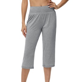 WiWi Viscose from Bamboo Women's Capri Pajama Pants Lounge Casual Bottoms Cute Capris S-XXL, Heather Grey, Large