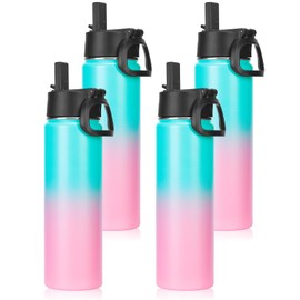 Neihepal - Botellas de agua aisladas de 22 onzas a granel, botella de agua de acero inoxidable al aspiradora de doble pared, paquete múltiple con tapa