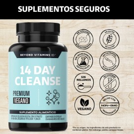Beyond Vitamins  14 Day Cleanse Cascara Sagrada, Psyllium Husk, Hoja Sen  Probiticos  Candida Cleanse - Limpieza 15 dias - Vegano Detox  15 Day Colon 