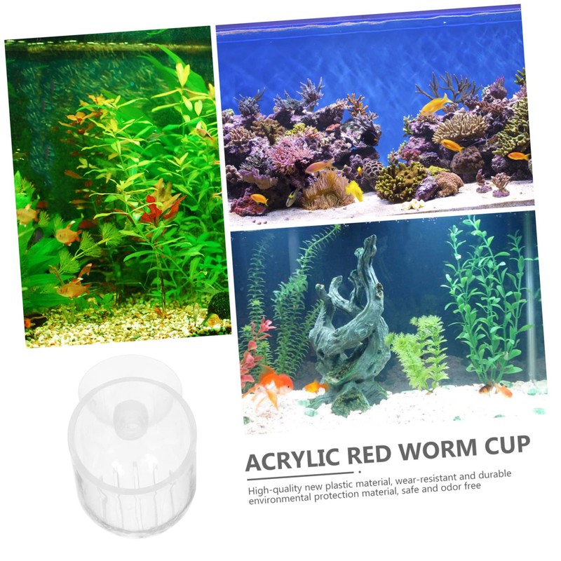 Levemolo 4pcs Red Worm Food Holders Durable Acrylic Aquarium Feeding