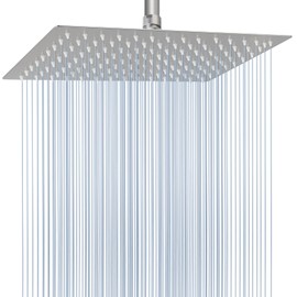 Voolan Extra Large Rain Shower Head - High Flow Square Rainfall Showerhead - Waterfall Full Body Coverage - Universal Ceiling or Wall Mount (16 * 12 Inch Rectangle, Brushed Nickel)