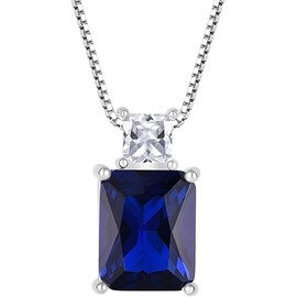 starchenie Necklaces for Women 925 Sterling Silver Pendant Sapphire Birthstone Cubic Zirconia Necklace Jewelry Gifts