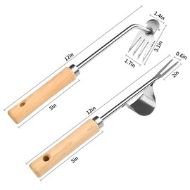 GANCHUN GANCHUN Hand Weeder Tool, Stainless Steel 2 Pcs Weeder Tool for Garden and Farm,Weeding Tool for Gardening,Garden Weeder, Weed Pulling Tool, Weed Puller Tool(Wooden Handle)