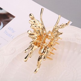 Gixaxak Small Butterfly Hair Claw Clip Butterfly Claw Hair Clips Nonslip Butterfly Butterfly Claw Clips Hair Clips Metal Hair Claw Clips Butterfly Lady Barrette Shark Clip Hair Accessories (Gold)