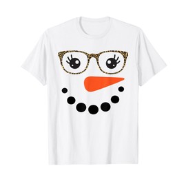 Girl Snowman Face Eyelashes Christmas Snowman Costume Women T-Shirt