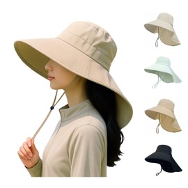 VivaViva Omnidirectional UV Protection, Wide Brim Sun Protection Hat, Lightweight & Breathable, Cool to the Touch, Small Face Effect, Includes Chin Strap, Adjustable Size, For Outdoors, Bicycles