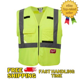 Milwaukee Large/X-Large Yellow Class 2 High Visibility Safety Vest with 10 Pockets