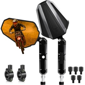 MRGDLKY Motorcycle Mirrors for Handlebars - 360°Adjustable Universal Motorcycle Side Mirrors With 8/10mm Screw and 7/8" Handlebar Aluminum Mount Compatible with ATV Scooter Street Dirt Bike and More