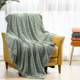 Excervent Soft Fleece Throw Blanket (50x70 inches, sage Green) Lightweight Celadon Flannel Blankets with Decorative Triangle Pattern for Sofa, Couch, Bed, Plush Cozy Throws