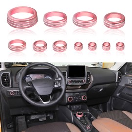 SENSHINE Air Condition, Vent Knob Cover for 2021-2023 2024 2025 Ford Bronco Sport Accessories AC Climate Headlight Contorl Volume Tune Switch Ring 4WD Knob Gear Shift Switch Knob Covers 11Pcs (Pink)