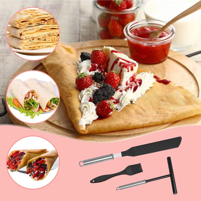 GOTFUN 3 Pieces Crepes Distributor and Spatula Stainless Steel Crepes