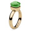 Qudo Firenze Peridot Gold Ring with Green Stone, Stainless Steel,