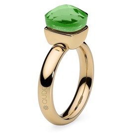 Qudo Firenze Peridot Gold Ring with Green Stone, Stainless Steel, Glass stone