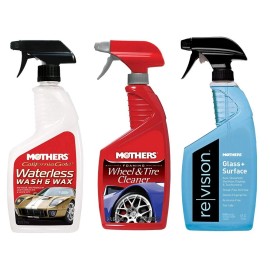 Mothers Waterless Wash + Wax + Glass Cleaner + Wheel Cleaner (24 oz.) - 3 Pack