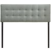 Modway Emily Queen Upholstered Polyester Fabric Headboard in Gray