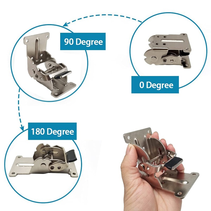 LIKERAINY 0-90-180 Degree Folding Hinge Locking Foldable Invisible Brackets for