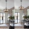 5-Light Farmhouse Wood Chandelier,Rustic Drum Chandelier,Black Vintage Chandelier for Dining