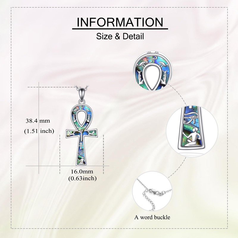 ONEFINITY Ankh Eye of Horus Necklace Women's 925 Sterling Silver