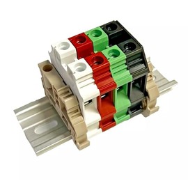 Splice 50 Amp 6/4 Wire UL International Connector Dinkle Shore Power Inverter DK10N White Red Green Black DIN Rail Terminal Blocks, 6-20 AWG, 60 Amp, 600 Volt L1 L2 N GND