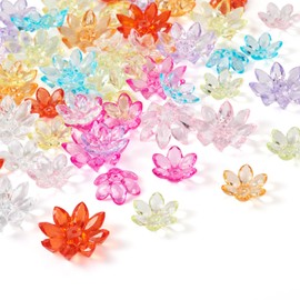 Cheriswelry 54pcs Flower Bead Caps Transparent Acrylic Floral Beads Flower Loose Spacer Beads Bracelet Beads 24~33mm for DIY Craft Earring Necklace Jewelry Making