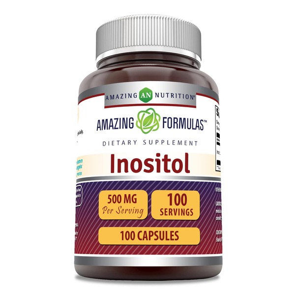 Amazing Formulas Inositol 500 mg 100 Capsules Supplement | Non-GMO | Gluten Free | Made in USA