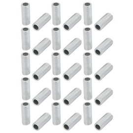 uxcell Lamp Pipe Nipple, M8 Thread 20mm Length Hollow Lamps Repair Part Hardware for Lamp Lights, Zinc Plated Silver Tone, Pack of 30