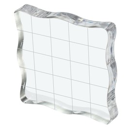 YOKIVE Acrylic Stamp Block with Grid Lines Decorative, Transparent Acrylic Blocks Wave, Great for Daily DIY, Crafts, Invitations, Cards (2" x 2")