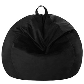 lilanoon 2.5FT Portable Bean Bag Chair(Black),Small Bean Bags with Washable Comfy Dutch Velvet Cover, Rebound Sponge Liner & 2 Hidden Zipper