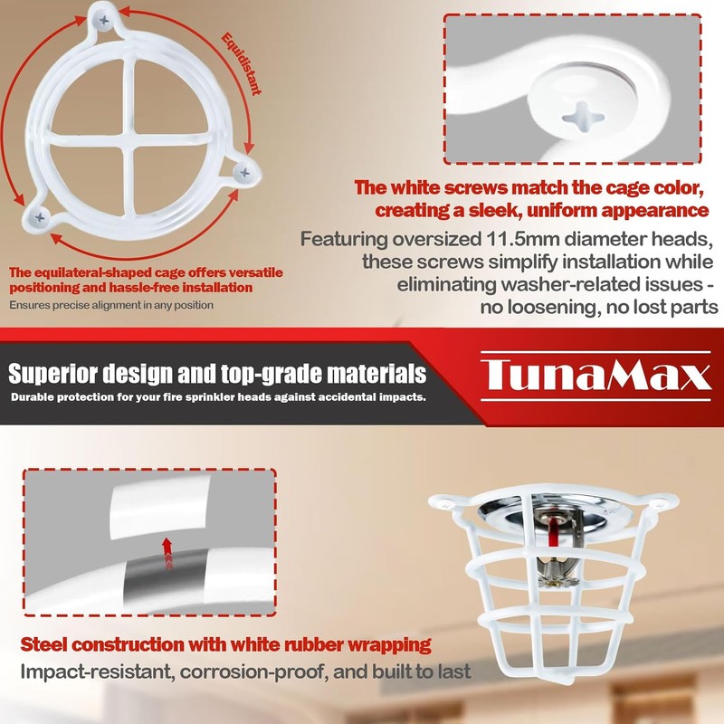 (6 Pack) TunaMax White Fire Sprinkler Head Cage Guard for