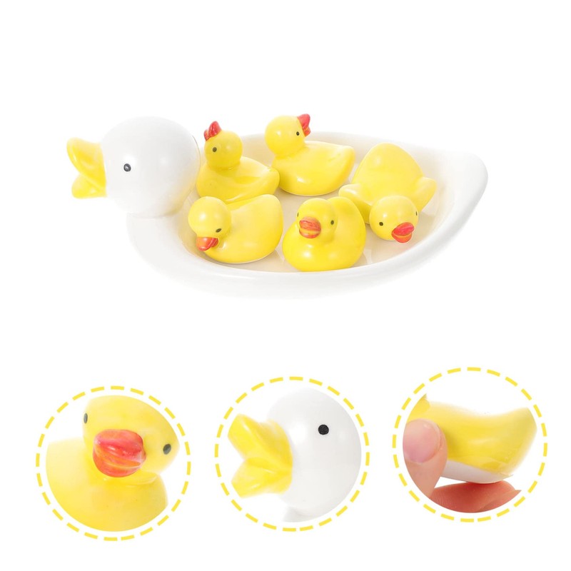 MAGICLULU 6Pcs Adorable Duck Shaped Chopstick Rests Yellow Ceramic Tableware