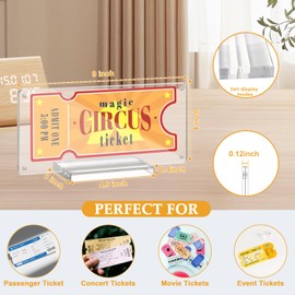 3 Pcs Acrylic Ticket Stub Holder with Base 4x9 Inch Clear Ticket Stub Display Ticket Stub Organizer Double-Sided Ticket Protector for Display and Protect Movie Concert Show Play Ticket