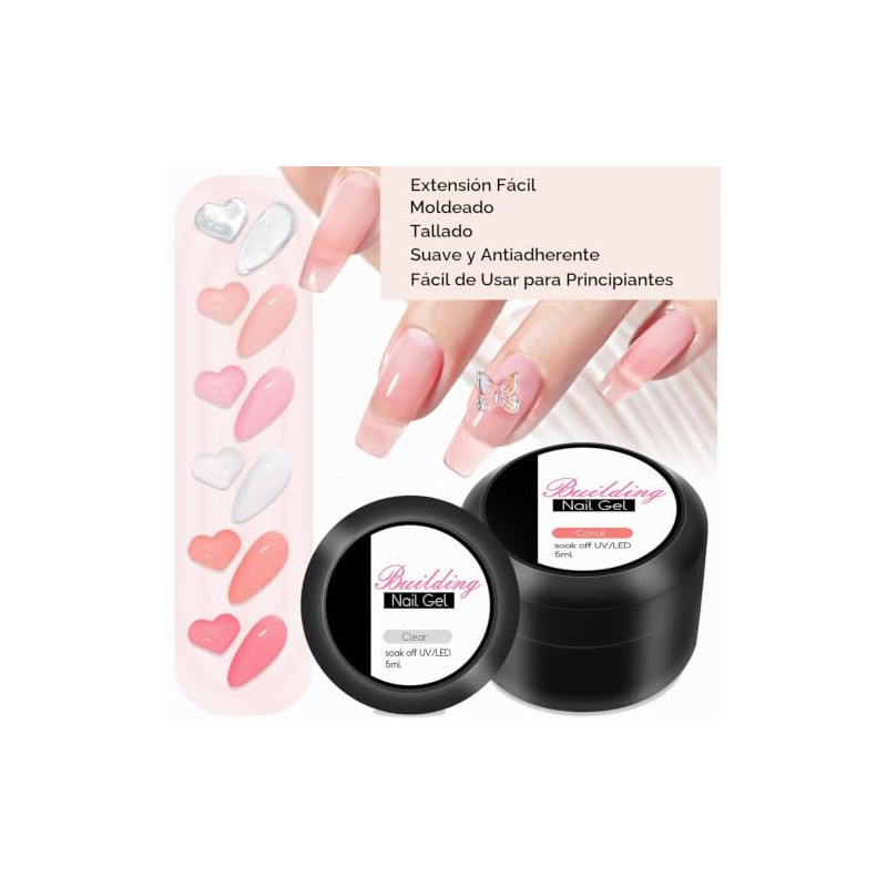 Extensión de Uñas 6pcs Gel Sólido Portátil Brillante Larga Duración
