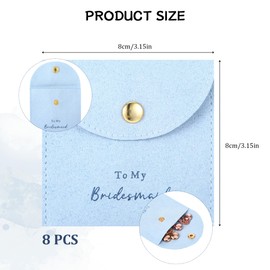8 Jewelry Bags Bridesmaid Gifts, Velvet Small Jewelry Pouches with Snap Button Bracelet Packaging Earring Packs, Necklace Pouch Bridesmaid Proposal Bag Envelopes Pouch Small Favor Bags (Blue)
