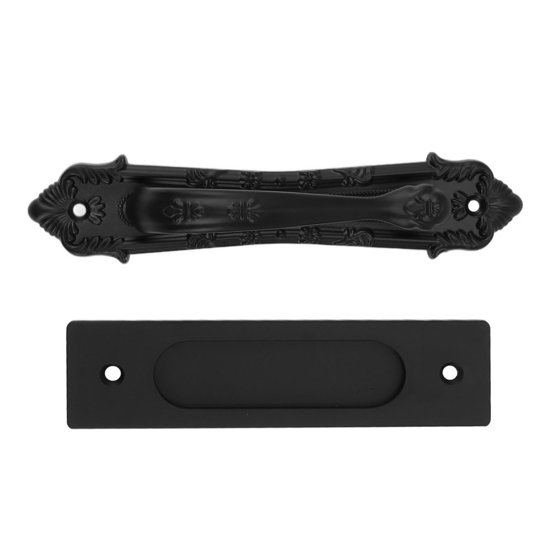 Sliding Barn Door Handle Aluminum Alloy Black Punch Free Double