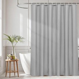AooHome 96 inch Extra Long Shower Curtain Liner, Polyester Bathroom Curtain for Hotel with Hooks, Waterproof, Weighted Hem, Light Gray, 72 Width x 96 Height inch